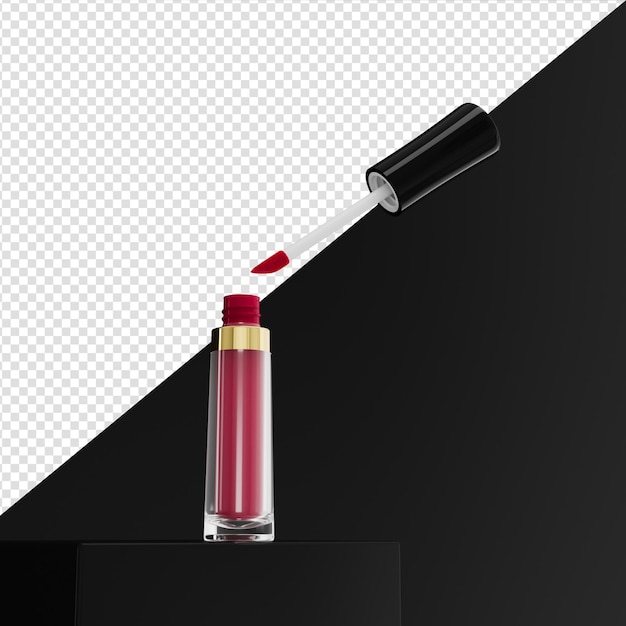 PSD geopende lipgloss tube op geïsoleerde achtergrond 3d illustratie