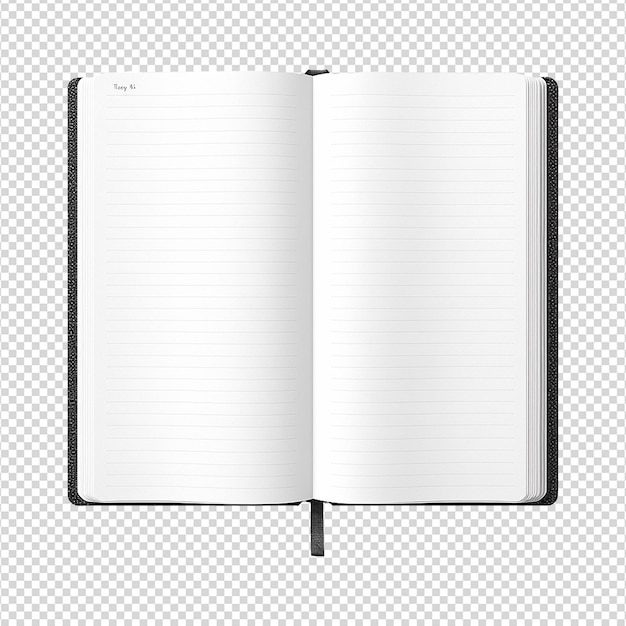 Geopende notebook geïsoleerd op transparante achtergrond png