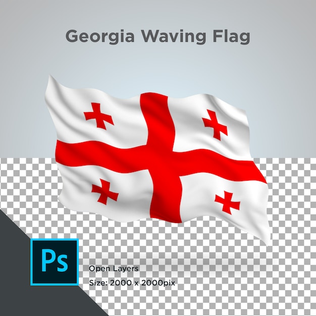 PSD georgia flag wave transparent psd