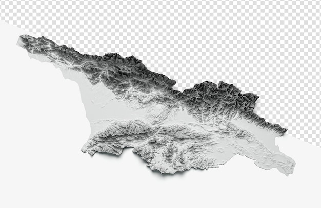 PSD georgia mappa e bandiera 3d mappa topografica 3d illustrazione