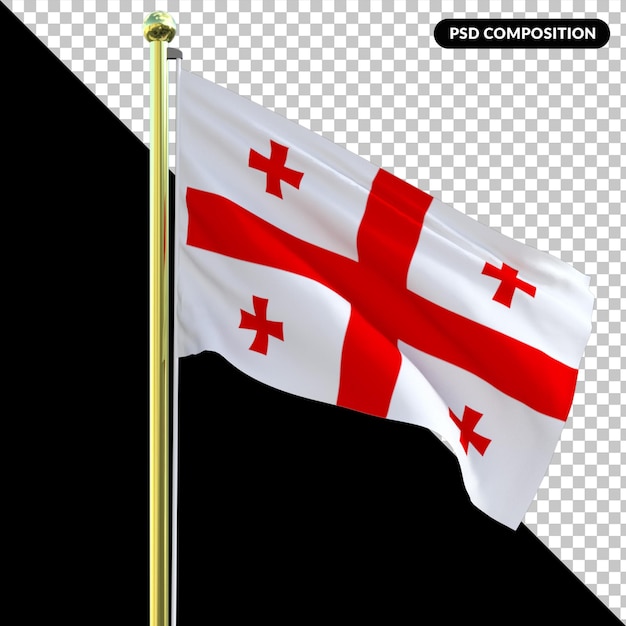 PSD georgia national flag isolated 3d premium psd