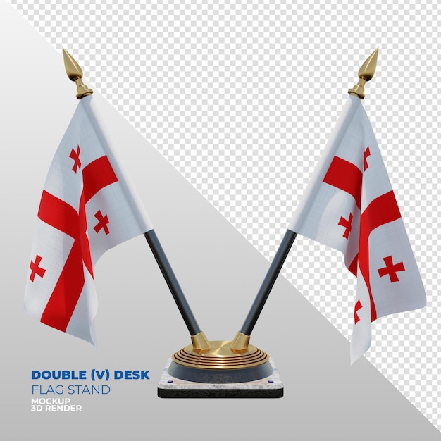 PSD georgia realistic 3d textured double desk flag stand for composition