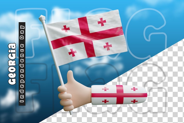 PSD Грузия размахивает флагом на держащейся руке или флагом грузии на держащейся руке