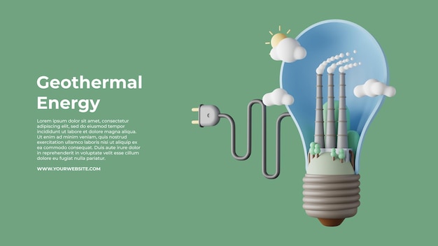 PSD illustrazione 3d di energia geotermica