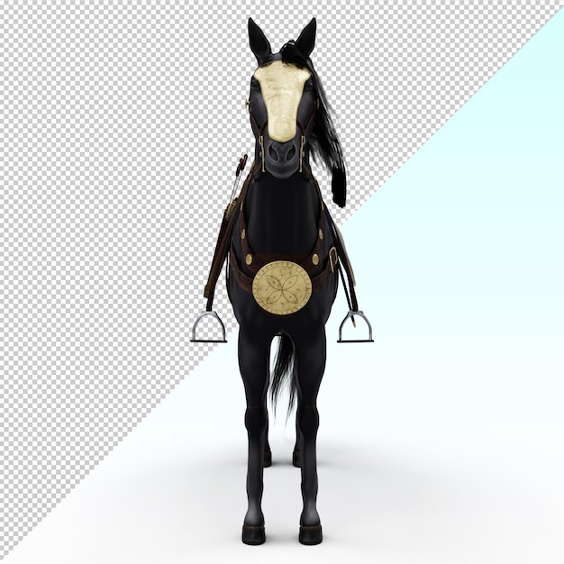 Gepantserd zwart paard.