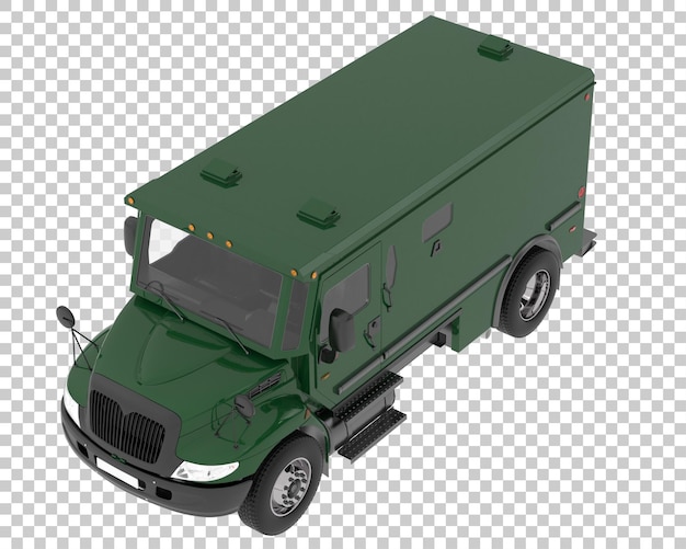 Gepantserde vrachtwagen geïsoleerd op transparante achtergrond 3d rendering illustratie