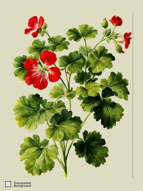 PSD geranium watercolor illustration