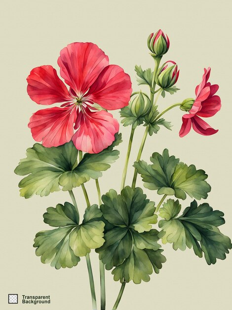 Geranium watercolor illustration