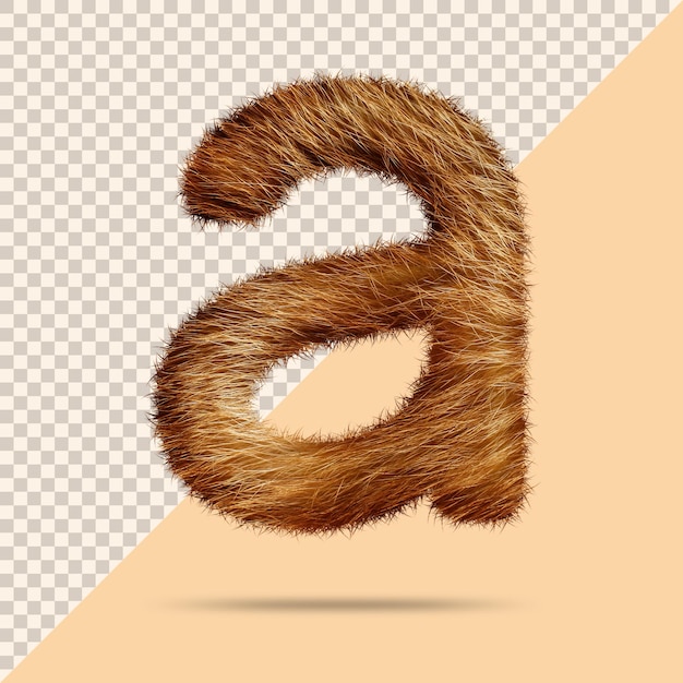 Gerçekçi 3D kürklü küçük a harfi