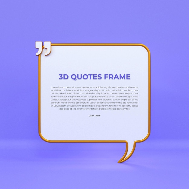 Gerçekçi minimal metin bilgi design kutusu banner'ı 3D render alıntı çerçeveleri kutusu boş şablonlar Design