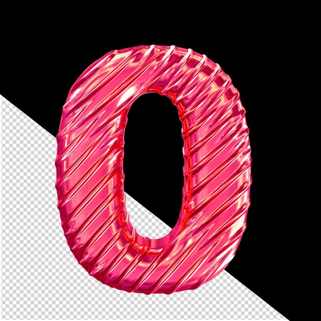 PSD geribbeld roze 3d symbool nummer 0