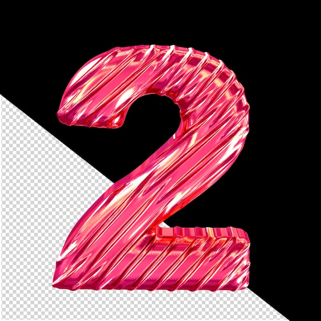 PSD geribbeld roze 3d symbool nummer 2