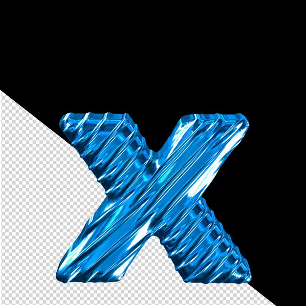 PSD geribbelde blauwe 3d-symbool letter x