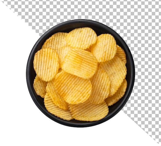 Geribbelde chips in geïsoleerde kom