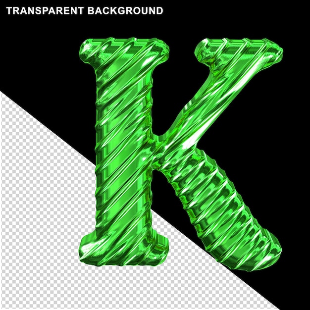 Geribbelde groene letter k