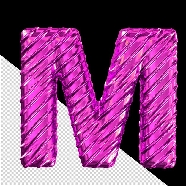 PSD geribbelde paarse 3d-symbool letter m