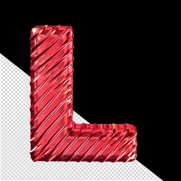 PSD geribbelde rode 3d symbool letter l