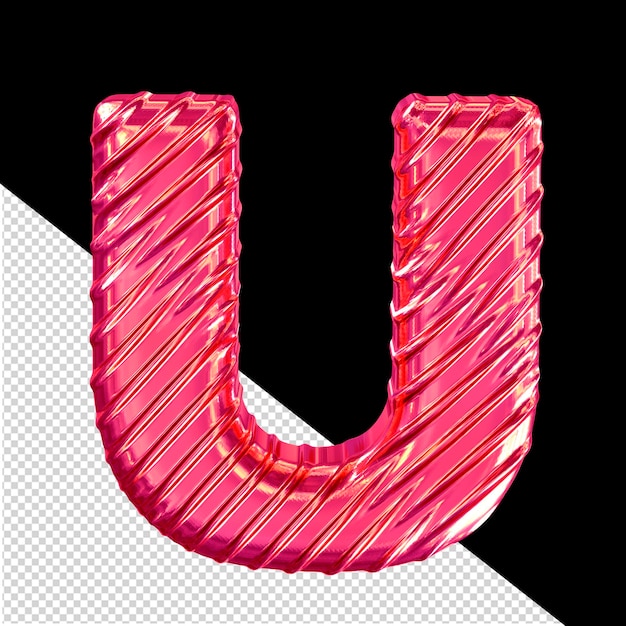 PSD geribbelde roze 3d symbool letter u