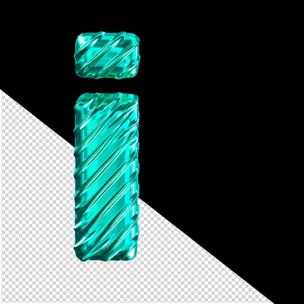 PSD geribbelde turquoise 3d symbool letter i