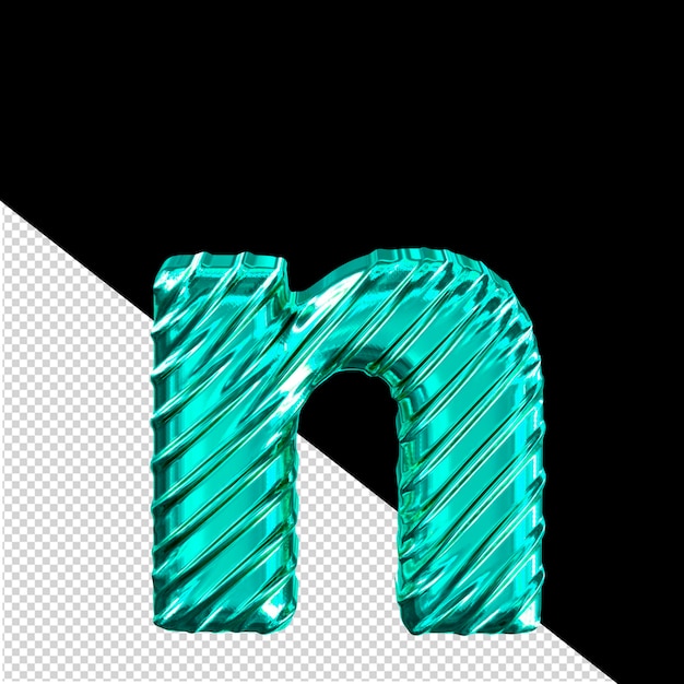 PSD geribbelde turquoise 3d symbool letter n