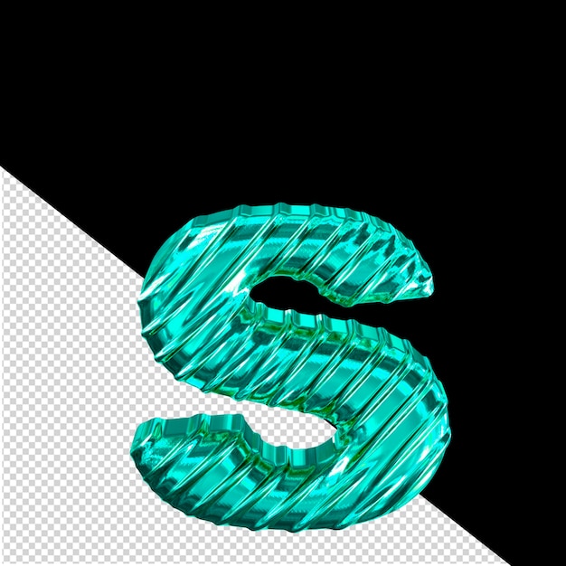 Geribbelde turquoise 3d symbool letter s