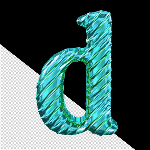 PSD geribbelde turquoise symboolletter d