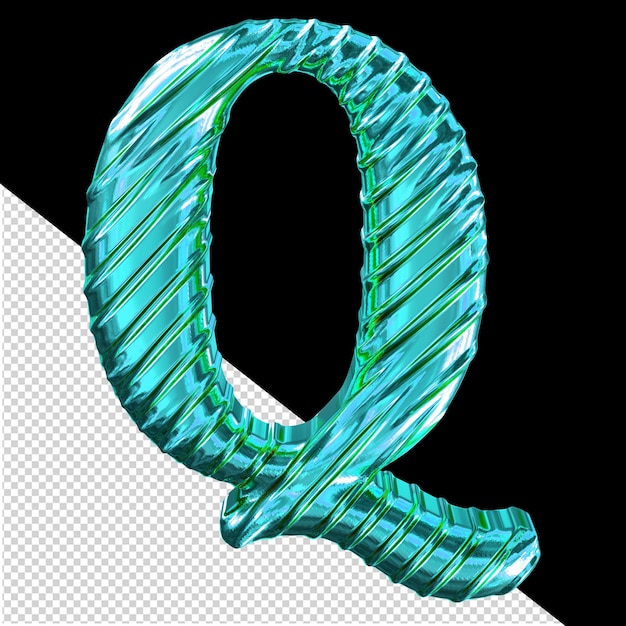 Geribbelde turquoise symboolletter q