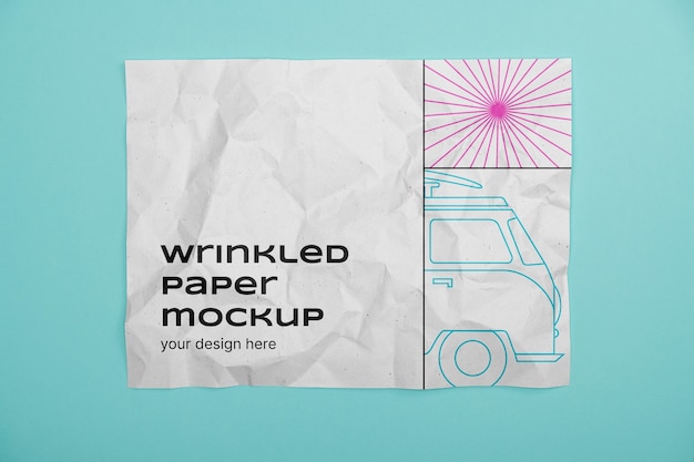 Gerimpeld papier mock-up ontwerp