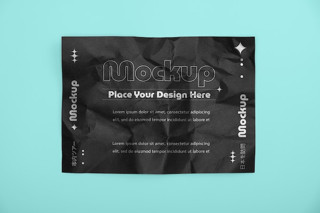 PSD gerimpeld papier mock-up ontwerp