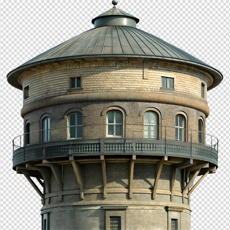 PSD german old water tower isolated on transparent
