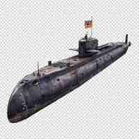 PSD german submarine isolated on transparent background