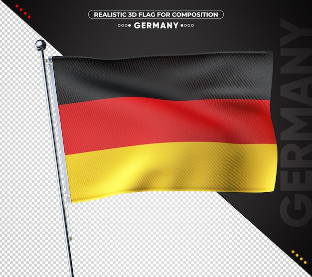 PSD bandiera germania 3d con texture realistica isolato