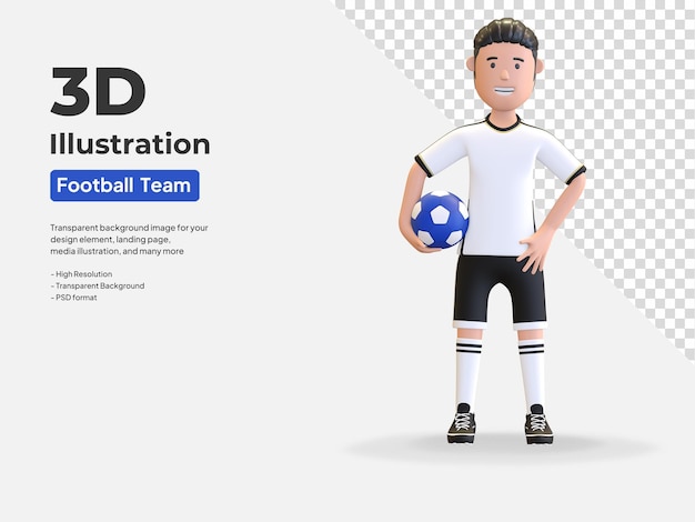 PSD germany football player man holding ball in arm 3d render illustration