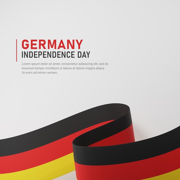 Germany independence day waving ribbon flag square banner template