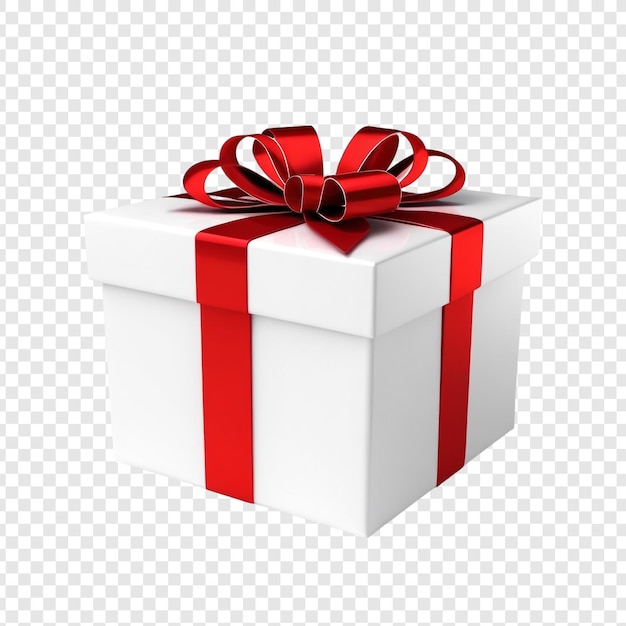 Geschenk doos met lint 3d render png geïsoleerd op transparante achtergrond premium psd