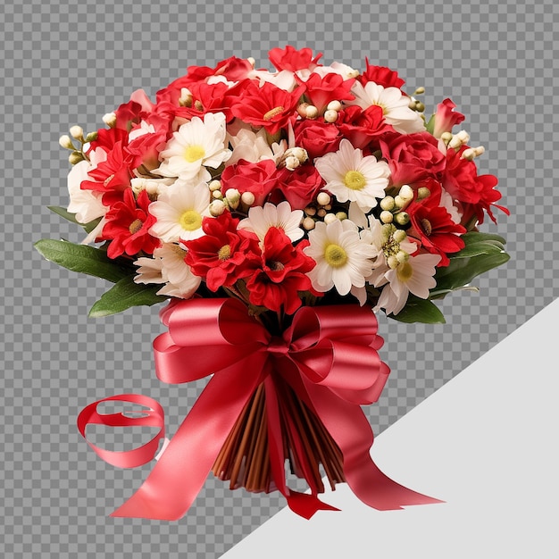 PSD geschenk verpakt boeket bloemen voor valentines en bruiloft png geïsoleerd op transparante achtergrond