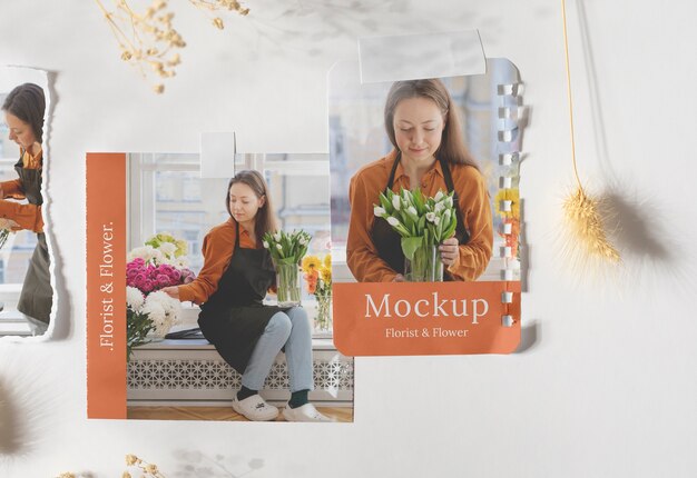 Gescheurd fotolijstmodel met bloemen