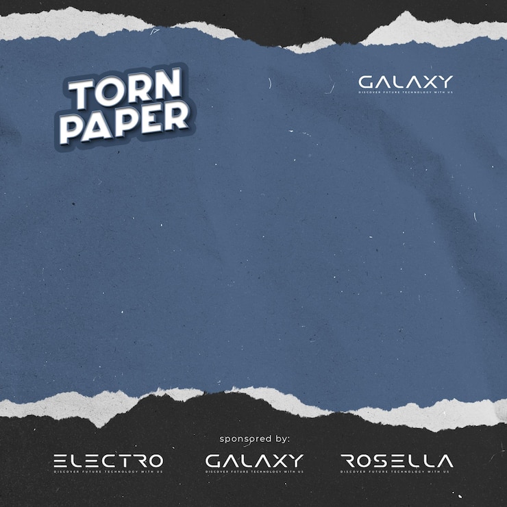 PSD gescheurd papier effect mockup op blauwe achtergrond
