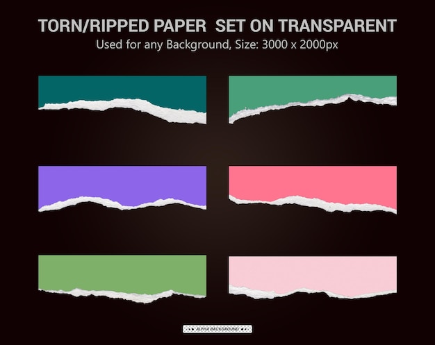 Gescheurd papier realistische transparante set