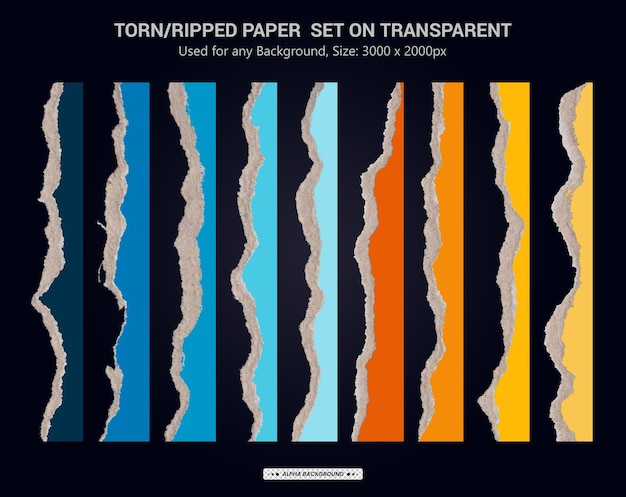 Gescheurd papier realistische transparante set