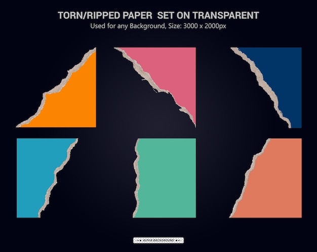 Gescheurd papier realistische transparante set