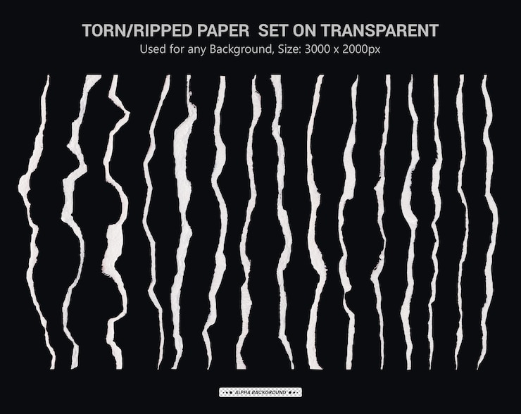 PSD gescheurd papier realistische transparante set