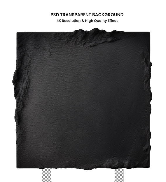 PSD gescheurd vel zwart verfrommeld papier op een witte achtergrond