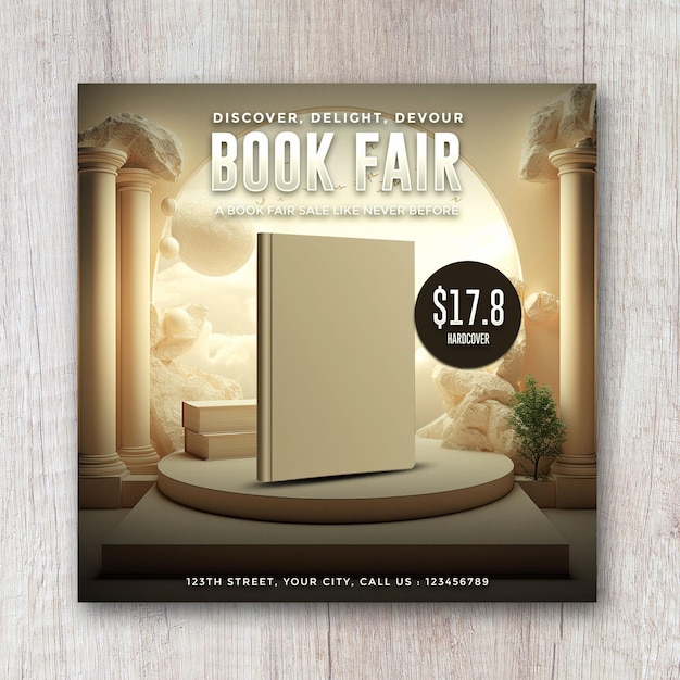 Geschiedenis boek fair mock-up flyer