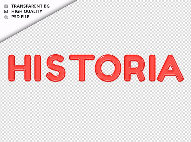 PSD geschiedenis typografie rode tekst glanzend glas psd doorzichtig