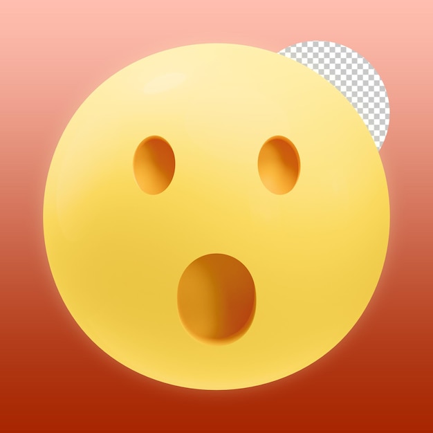 Geschokt gezicht emoticon 3d illustratie