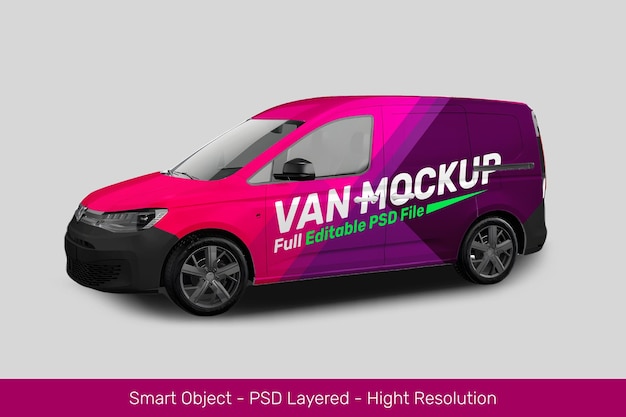 PSD gesloten bestelwagen mockup volkswagen fourgon