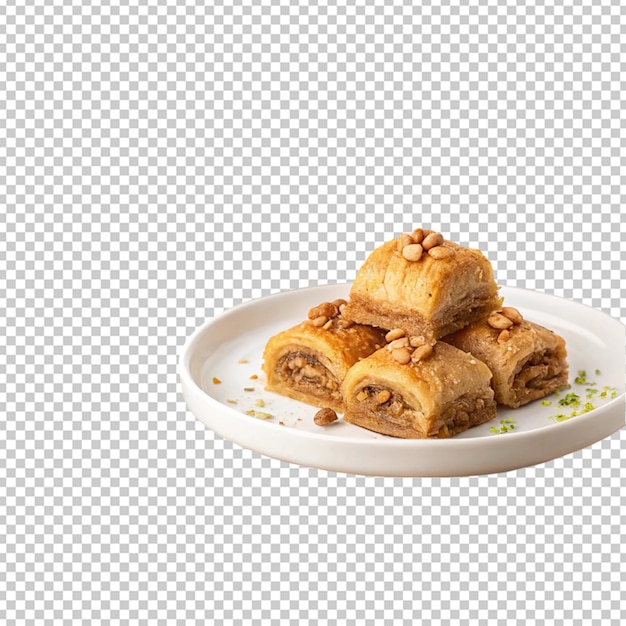 Gesneden broodje gevuld met vlees op een wit bord