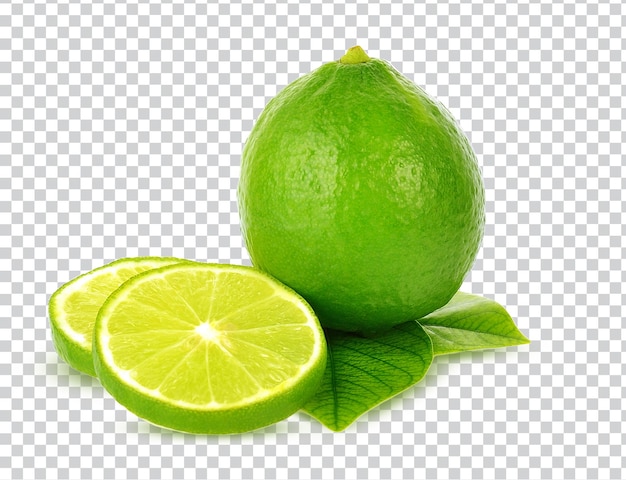 Gesneden limoenfruit geïsoleerd op witte achtergrond citroen is een hoge vitamine C vitamine C ter bescherming van virusPhoto premium PSD