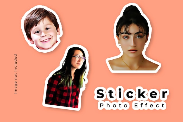 Gestanst label op maat gesneden sticker foto-effect